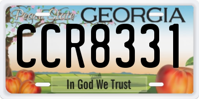 GA license plate CCR8331
