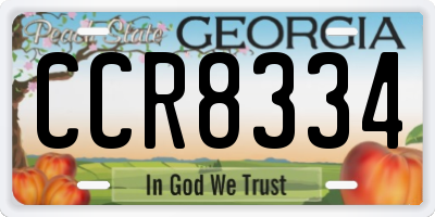 GA license plate CCR8334