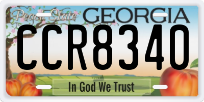 GA license plate CCR8340