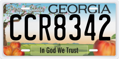 GA license plate CCR8342