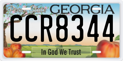 GA license plate CCR8344