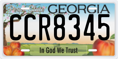 GA license plate CCR8345