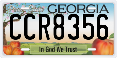GA license plate CCR8356