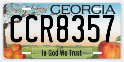 GA license plate CCR8357