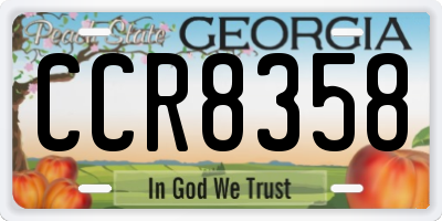 GA license plate CCR8358