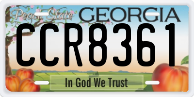 GA license plate CCR8361