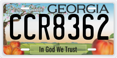 GA license plate CCR8362