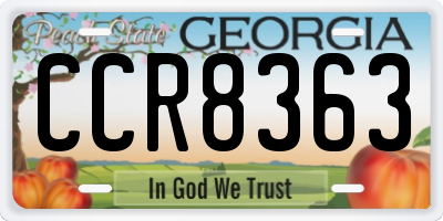 GA license plate CCR8363