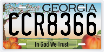 GA license plate CCR8366