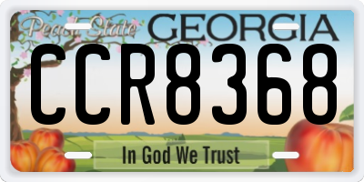 GA license plate CCR8368