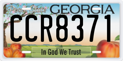 GA license plate CCR8371