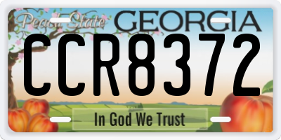 GA license plate CCR8372