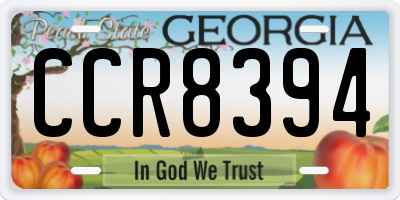 GA license plate CCR8394
