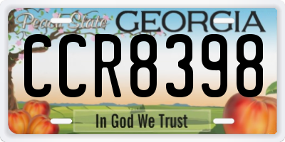 GA license plate CCR8398
