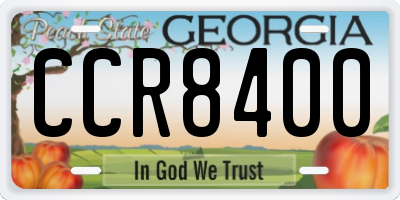 GA license plate CCR8400