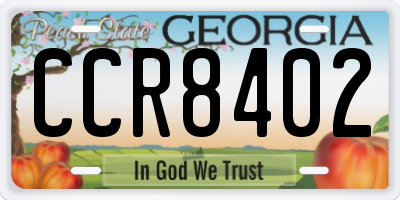 GA license plate CCR8402