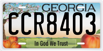 GA license plate CCR8403