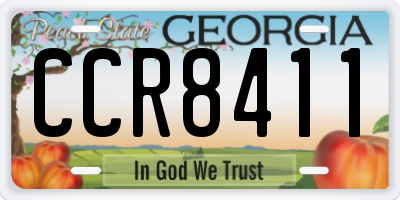 GA license plate CCR8411