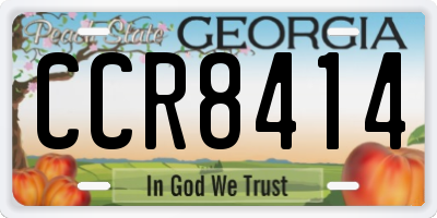 GA license plate CCR8414