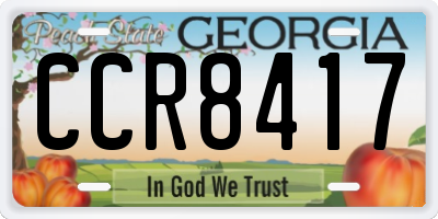 GA license plate CCR8417