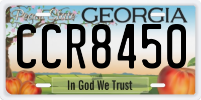 GA license plate CCR8450