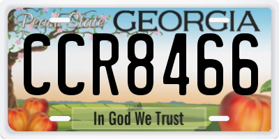 GA license plate CCR8466