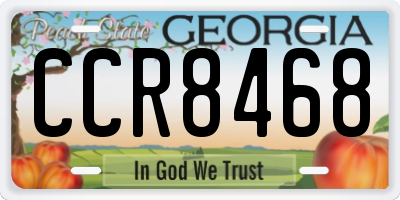 GA license plate CCR8468