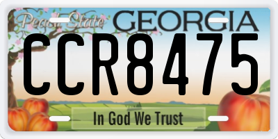 GA license plate CCR8475