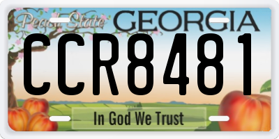 GA license plate CCR8481