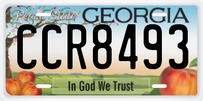 GA license plate CCR8493