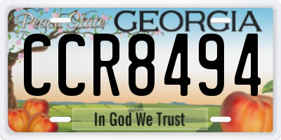 GA license plate CCR8494