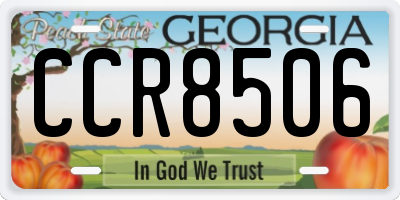 GA license plate CCR8506