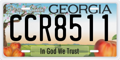 GA license plate CCR8511