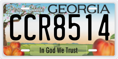 GA license plate CCR8514