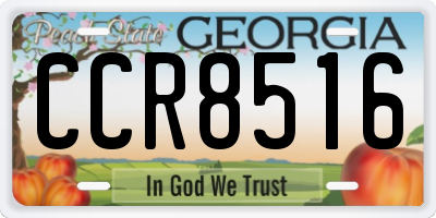 GA license plate CCR8516