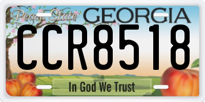 GA license plate CCR8518