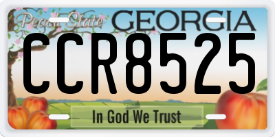GA license plate CCR8525