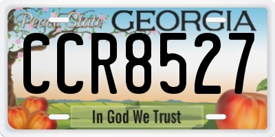 GA license plate CCR8527