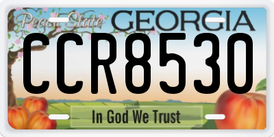 GA license plate CCR8530