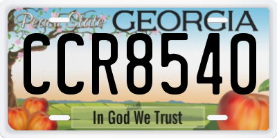 GA license plate CCR8540