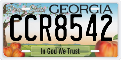 GA license plate CCR8542