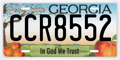 GA license plate CCR8552