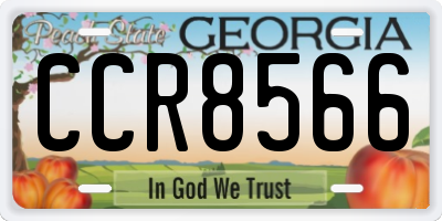GA license plate CCR8566