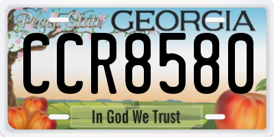 GA license plate CCR8580