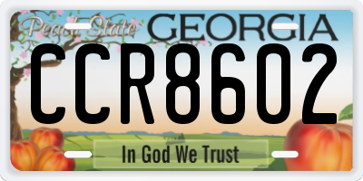 GA license plate CCR8602