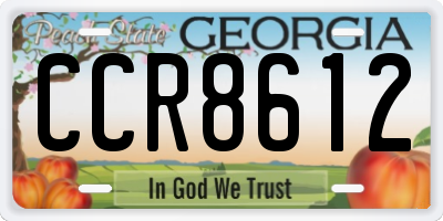 GA license plate CCR8612
