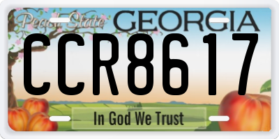 GA license plate CCR8617