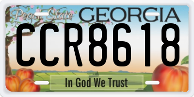 GA license plate CCR8618