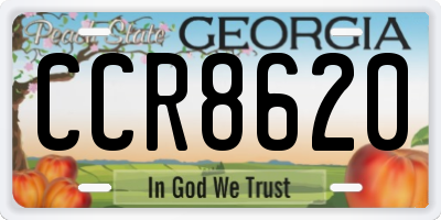 GA license plate CCR8620