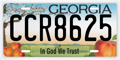 GA license plate CCR8625